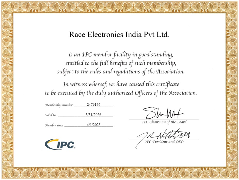 certificates for race electronics